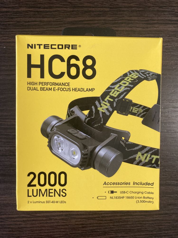 Ліхтар налобний Nitecore HC68 фонарь 2000 люмен!