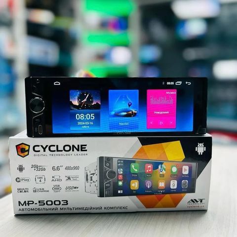 Магнітола 1Din Android Cyclone 5003 2/32Гб CarPlay Android Auto
