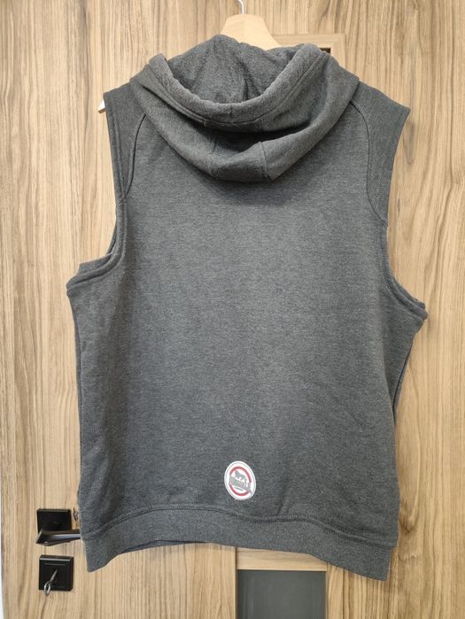 Męski bezrękawnik szary jesień zima z kapturem