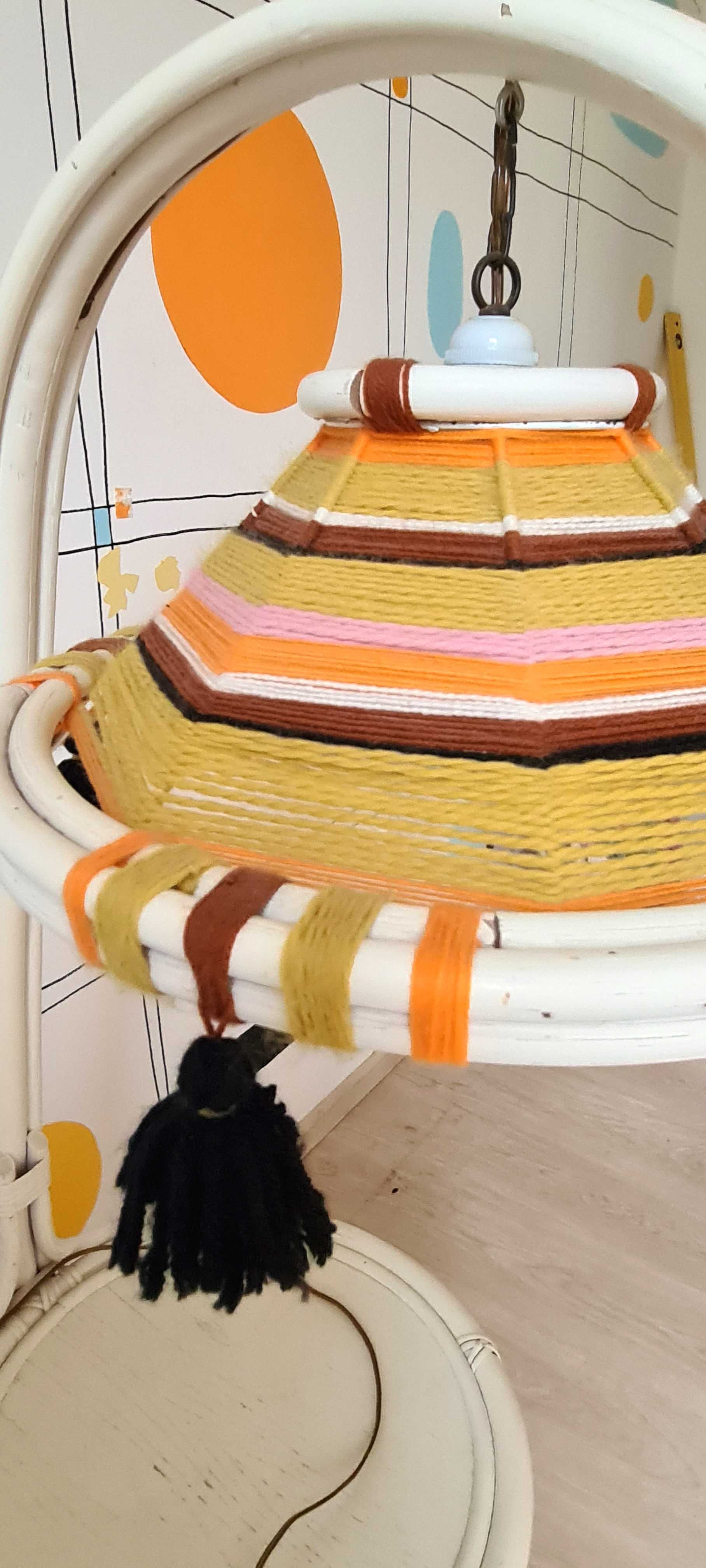 Lampa retro rattan ze stolikiem