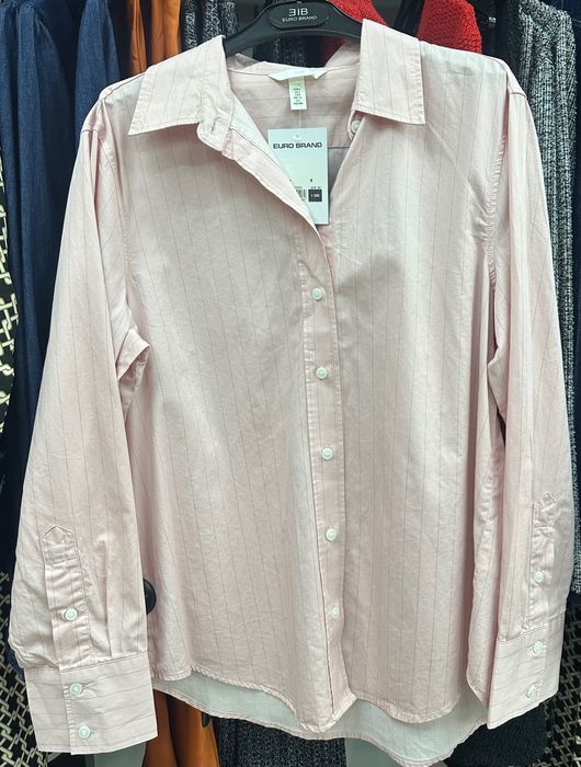 Сорочка H&M рожева в сіру смужку