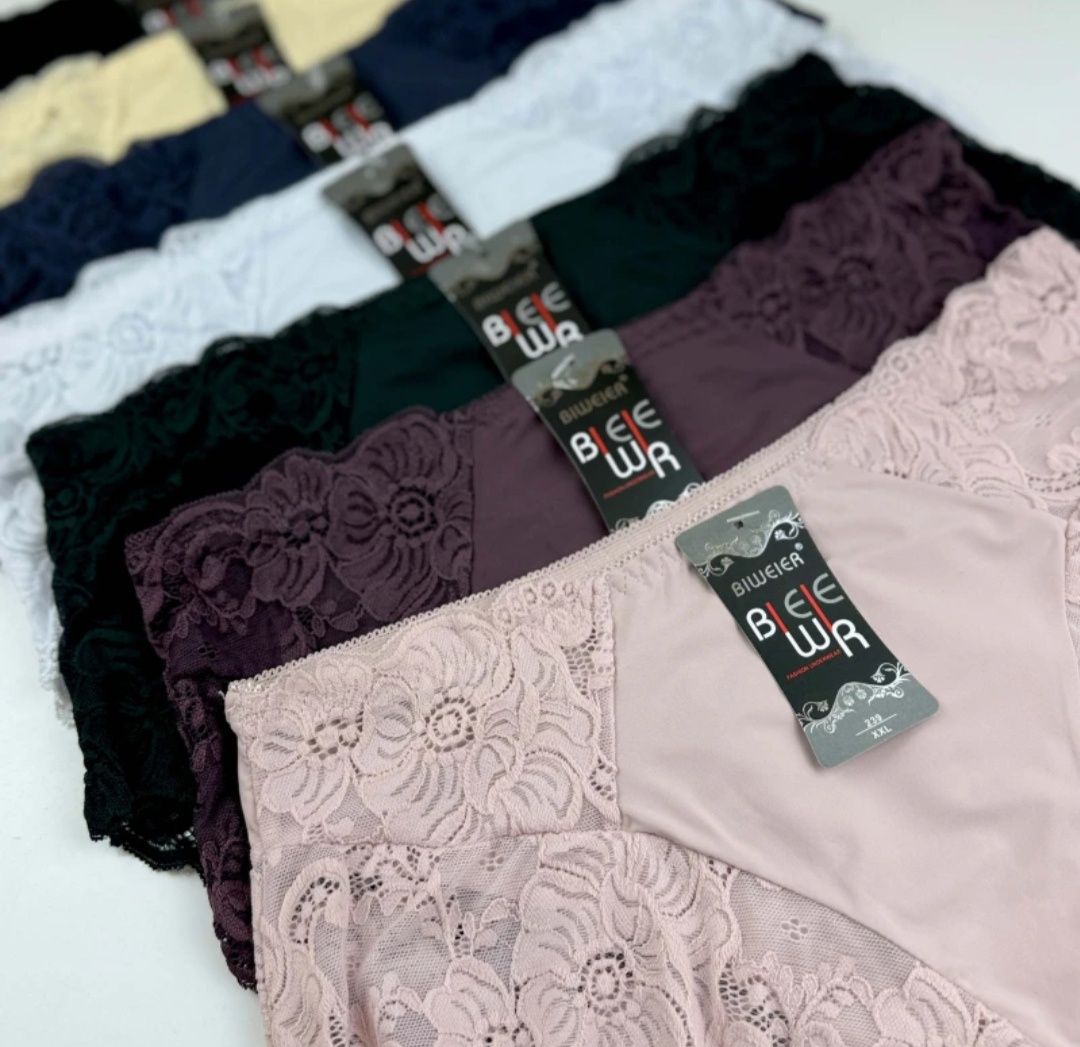 Жіночі трусики мікрофібра з мереживом "Biweier" 239 XL, XXL, XXXL.
