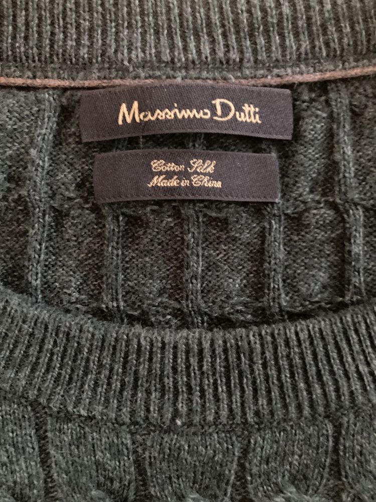 Massimo Dutti Meski Sweter roz M butelkowa zielen