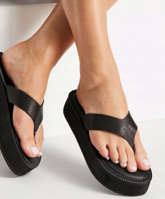 ASRA skórzane japonki 37 38 czarne skóra platformy NOWE 360 PLN