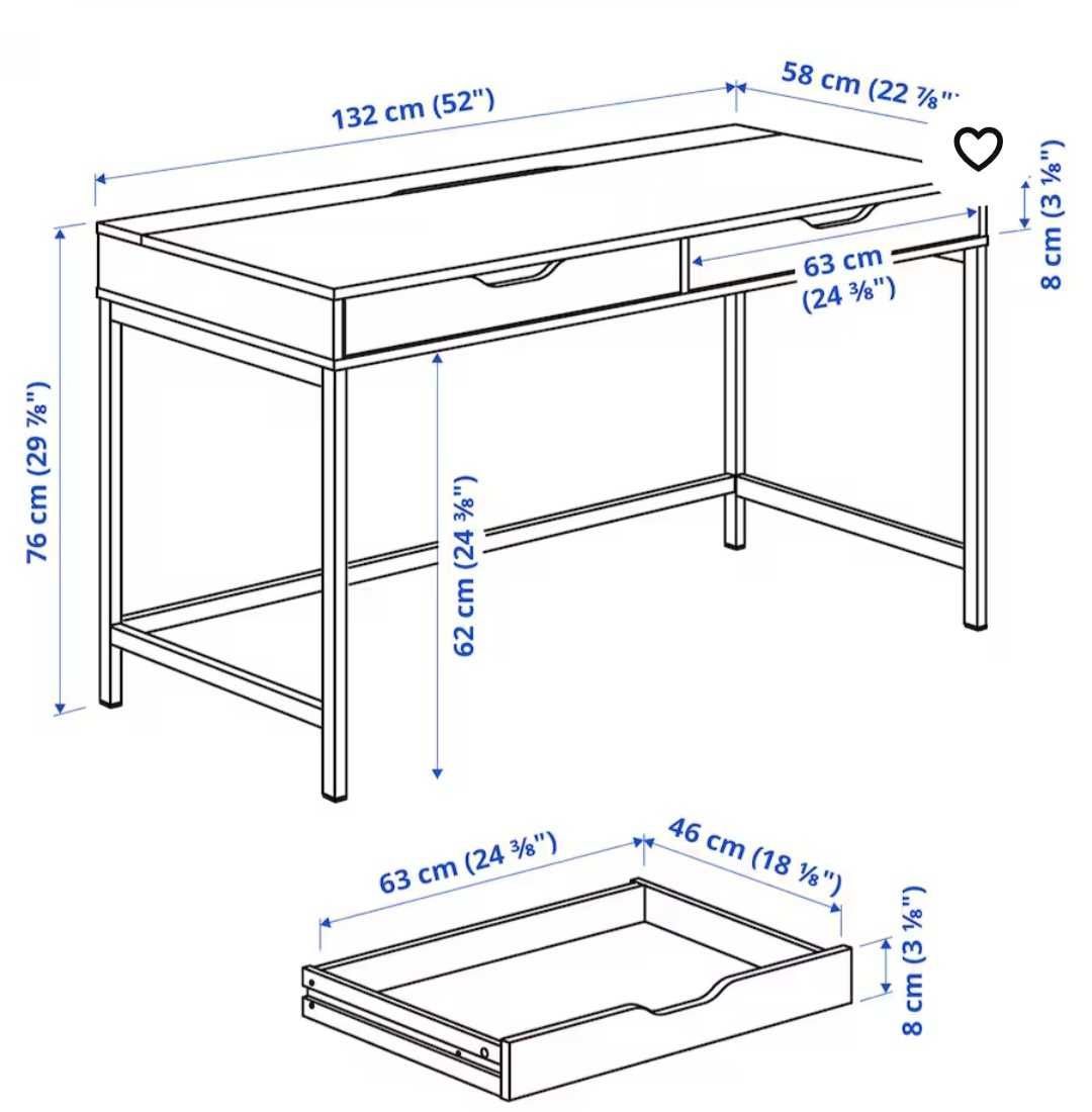 Письмовий стіл IKEA ALEX 132x58 см сіро-бірюзовий (804.838.05)
