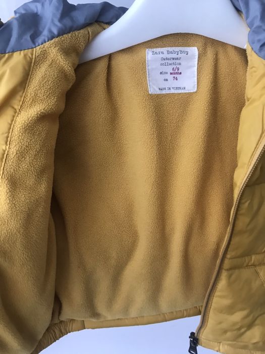 Kurtka dziecięca ocieplana polarem jesienna-zimowa ZARA rozm.74 Żółta