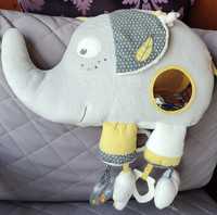 Duży przytulny słoń do łóżeczka dla maluszka, kołysanka, gryzaki