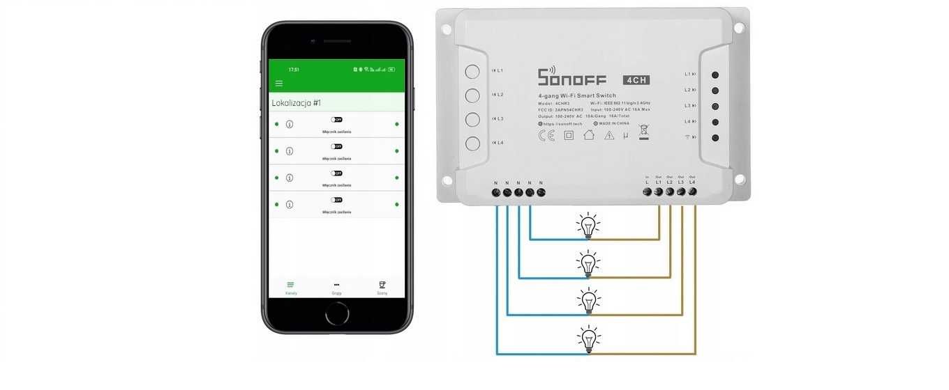 Sterownik oświetleniem zasilaniem WiFi SONOFF Supla inteligentny dom