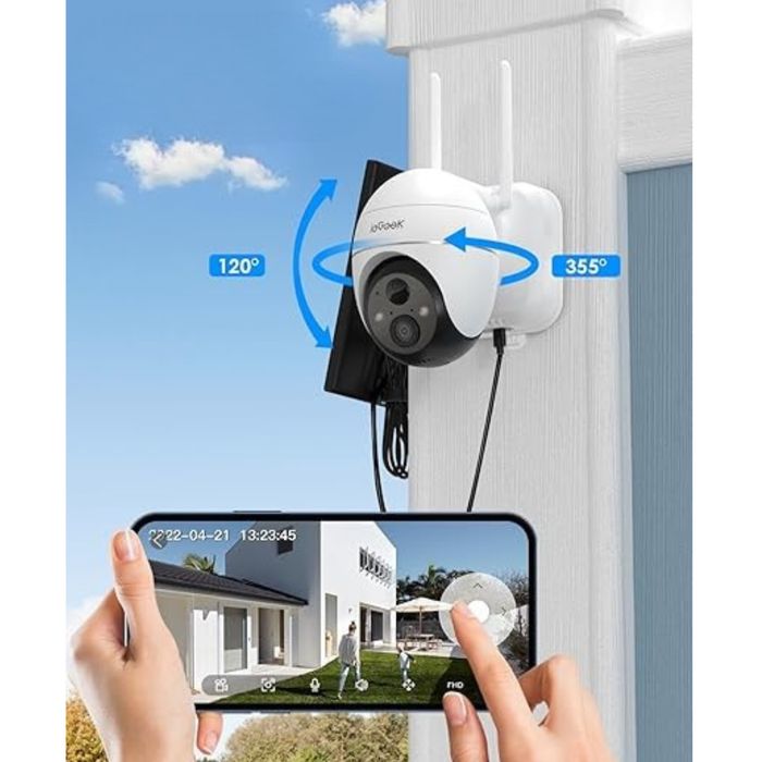 Kamera bezprzewodowa solarna ieGeek 2K/3MP WiFi 360° PTZ detekcja ruch