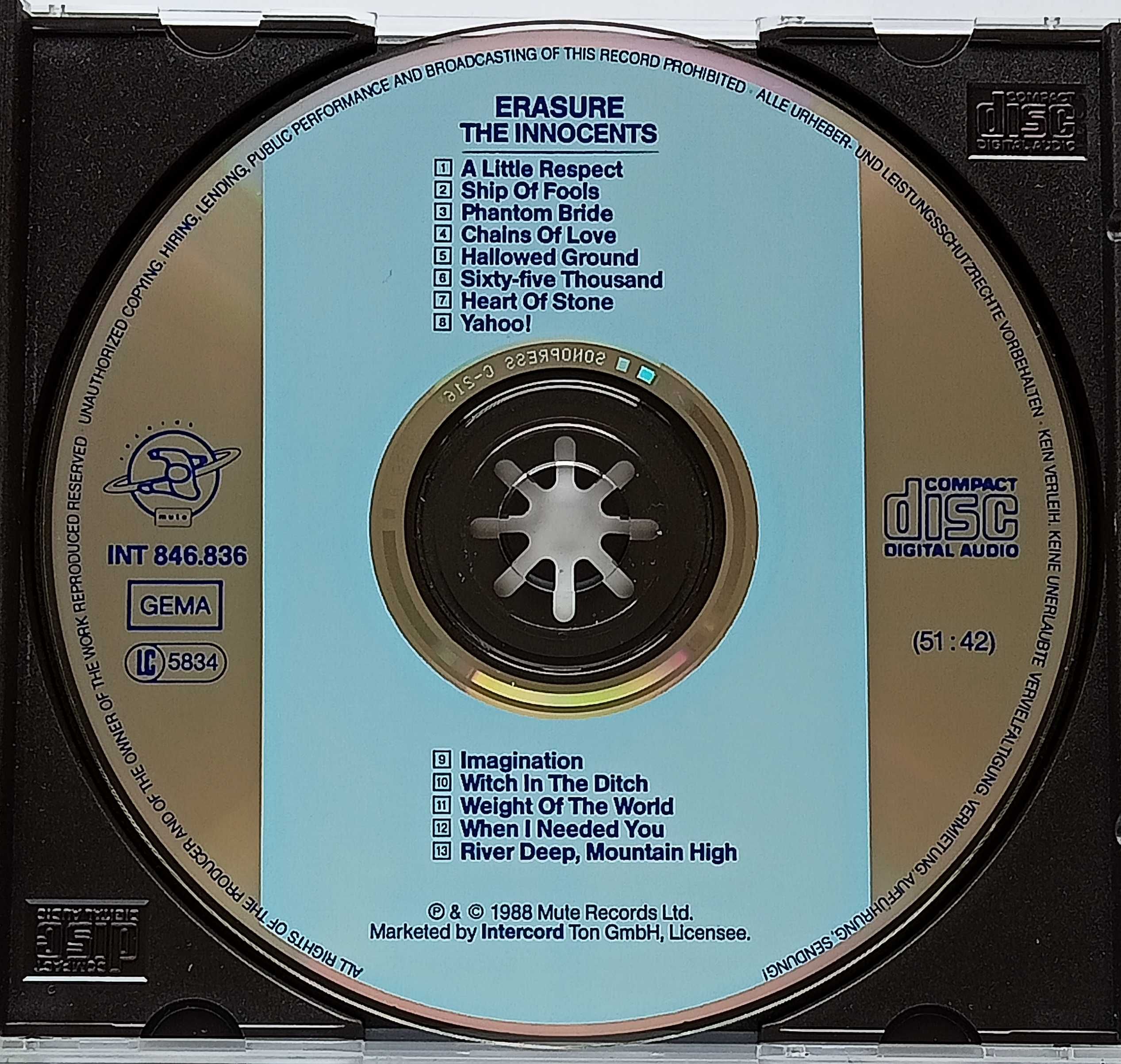 Erasure – The Innocents CD 1988, pierwsze wydanie niemieckie !