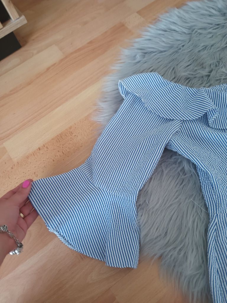 Piękna sukienka ASOS w paski hiszpanka zbufkami plus size xl baby blue