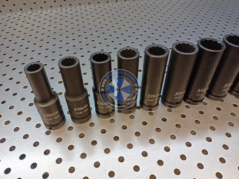 Nasadki udarowe 1/2" 12kątne długie 10-32mm 13el nasadki dwunastokątne