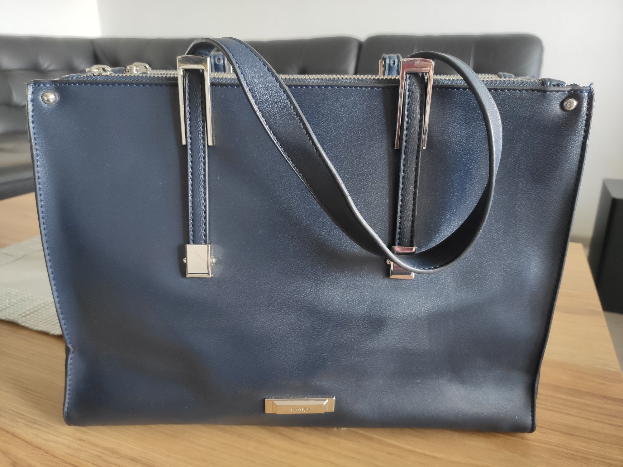 ## Elegancka granatowa torba kufer torebka Orsay mieści A4 ##