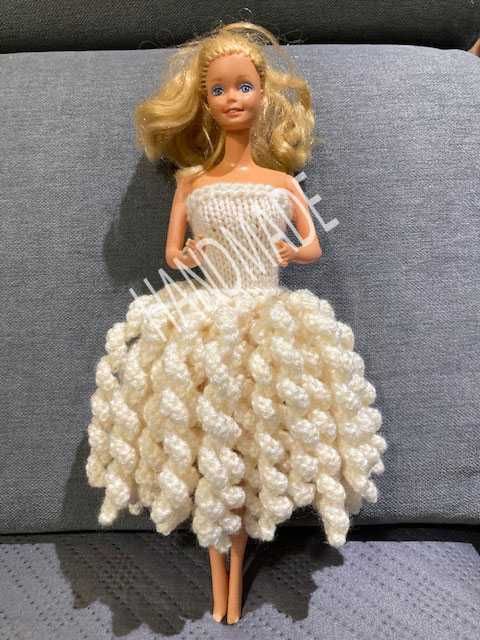 Sukienka dla lalki Barbie - handmade - ecru