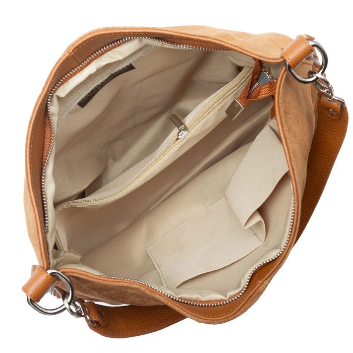 VEZZE torebka damska zamszowa worek z paskiem na ramię V551 kremowa