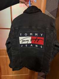 Джинсова куртка шерпа tommy hilfiger, tommy jeans 90s logo jacket