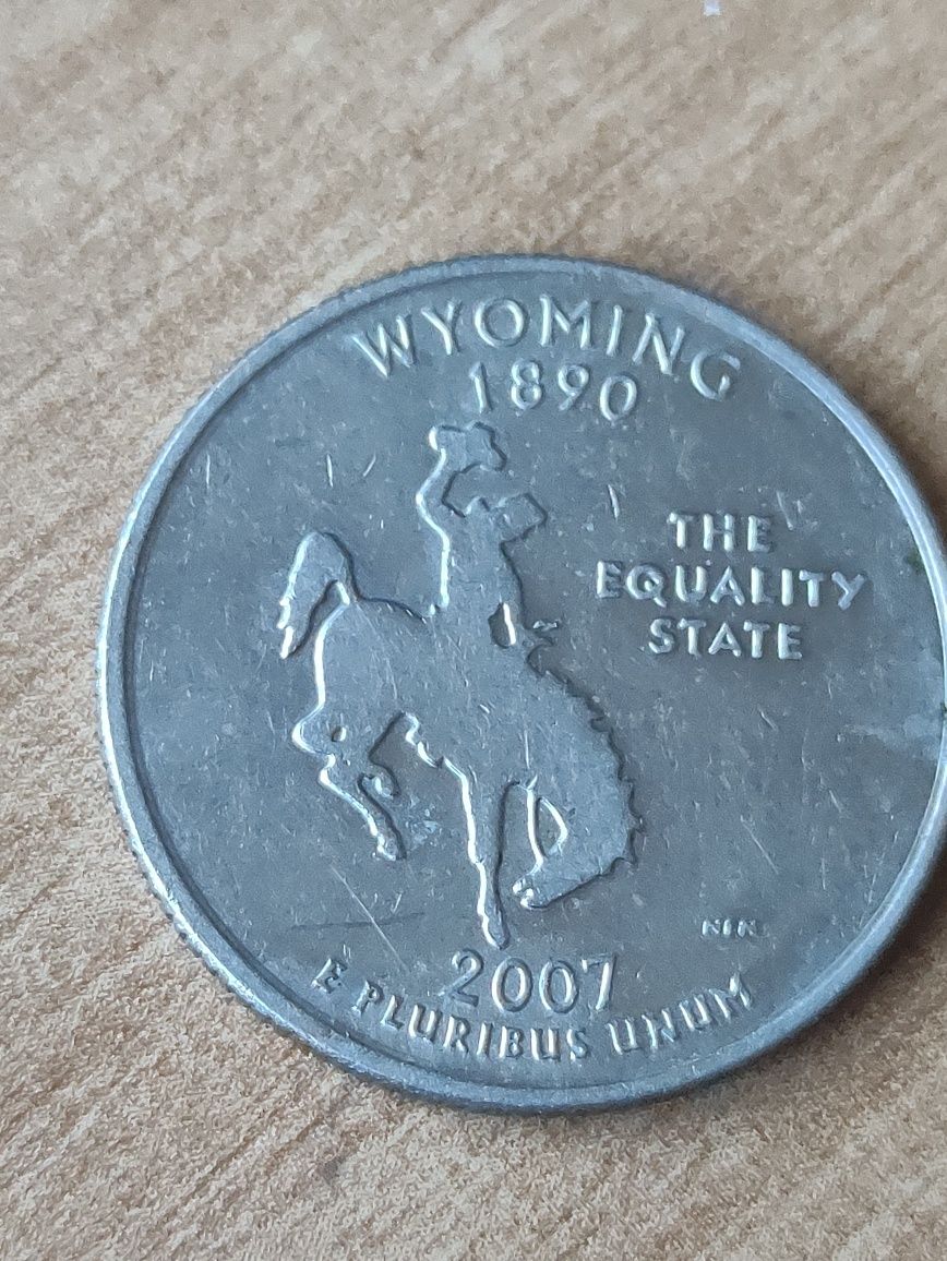 Moneta 25 centów USA 2007 Wyoming