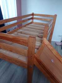 Sosnowe łóżko łóżeczko ze zjeżdżalnią dziecięce