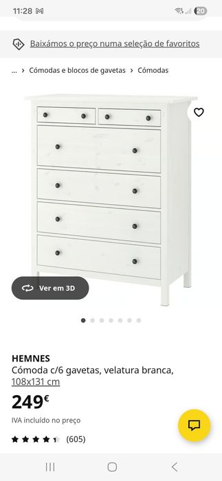 Cómoda 6 gavetas hemnes como nova