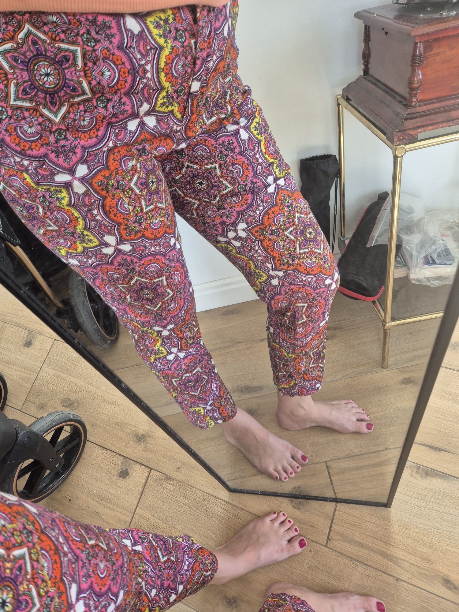Spodnie proste kolorowe boho oldschool vintage pants do pracy na codzi