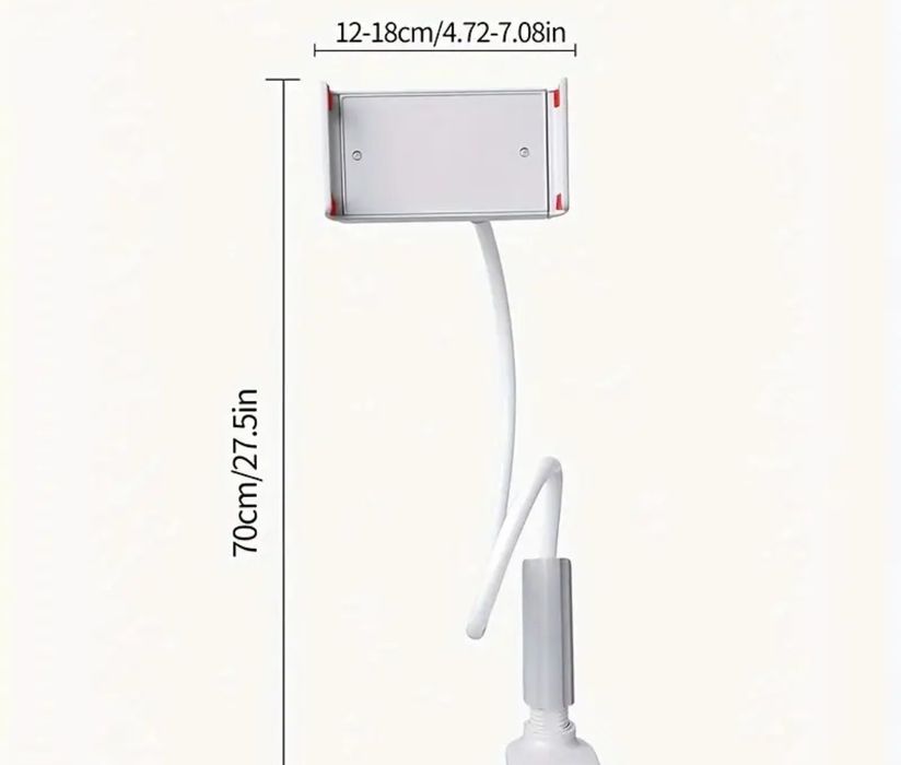 Biały uchwyt do telefonu, tableta zaciskowy