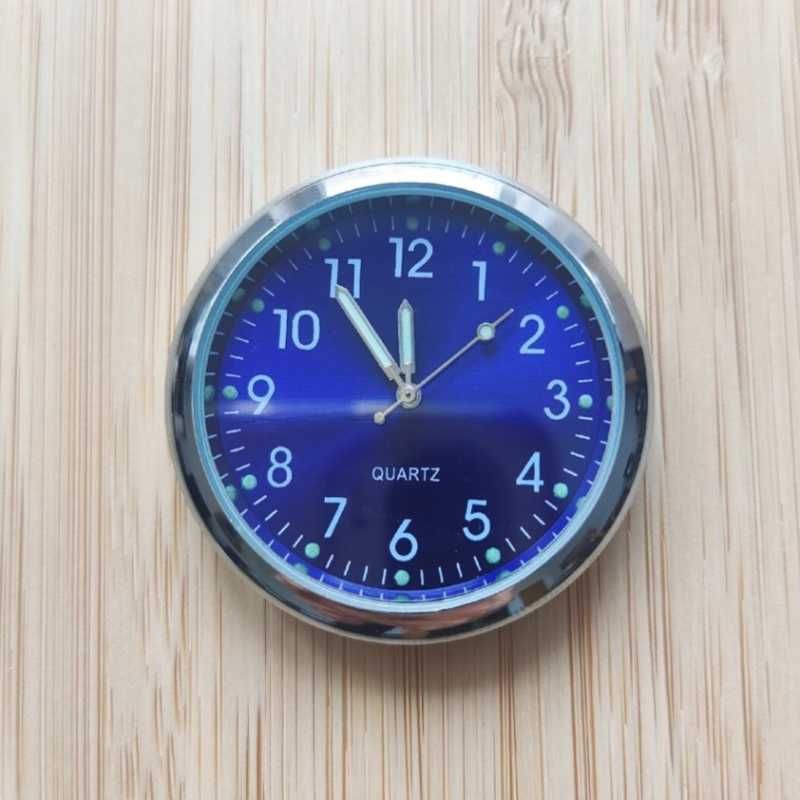 Zegarek do Auta Analog QUARTZ - Zegar Samochodowy - Srebrno Niebieski