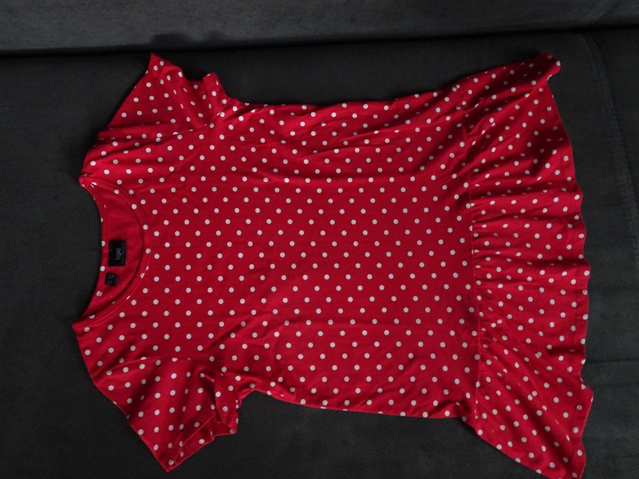Tunika czerwona w białe kropki rozmiar 164/170 cm