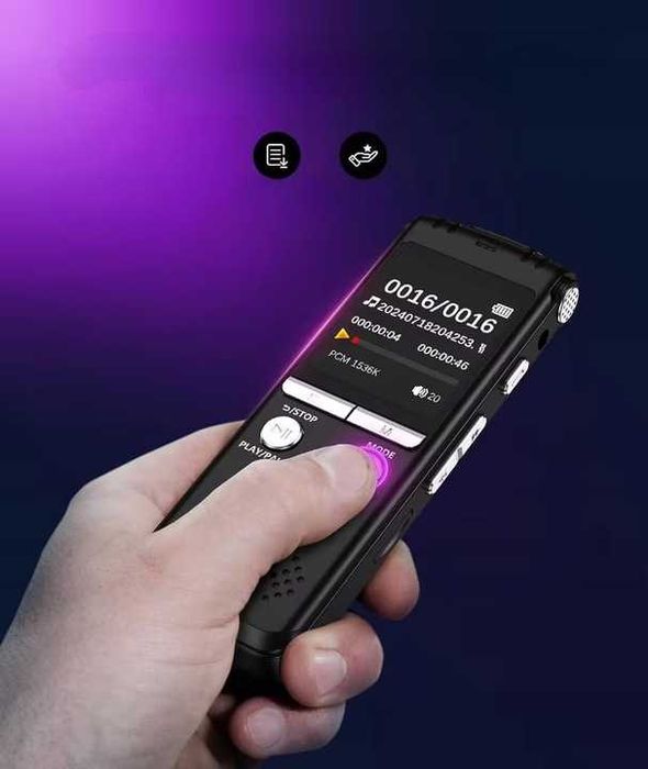 Dyktafon cyfrowy z odtwarzaczem MP3, Karta 128GB