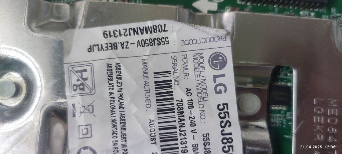 LG 55sj 850v płyta główna