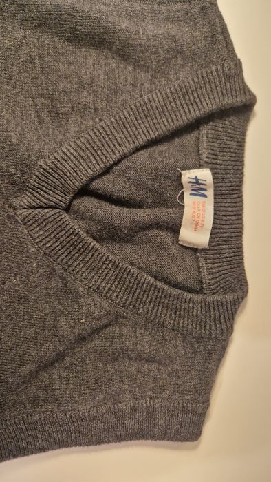 H&M grafitowa sweterkowa kamizelka V bezrękawnik bawełna 100%