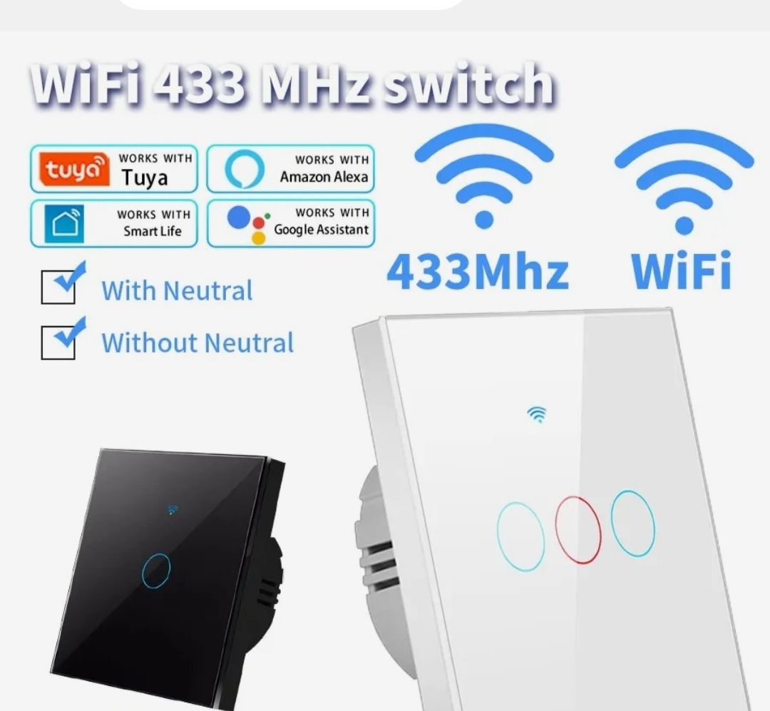 Interruptores de tela de toque sem wi-fi e com Wi-Fi