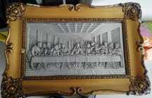 Quadro em estanho ceia de Cristo