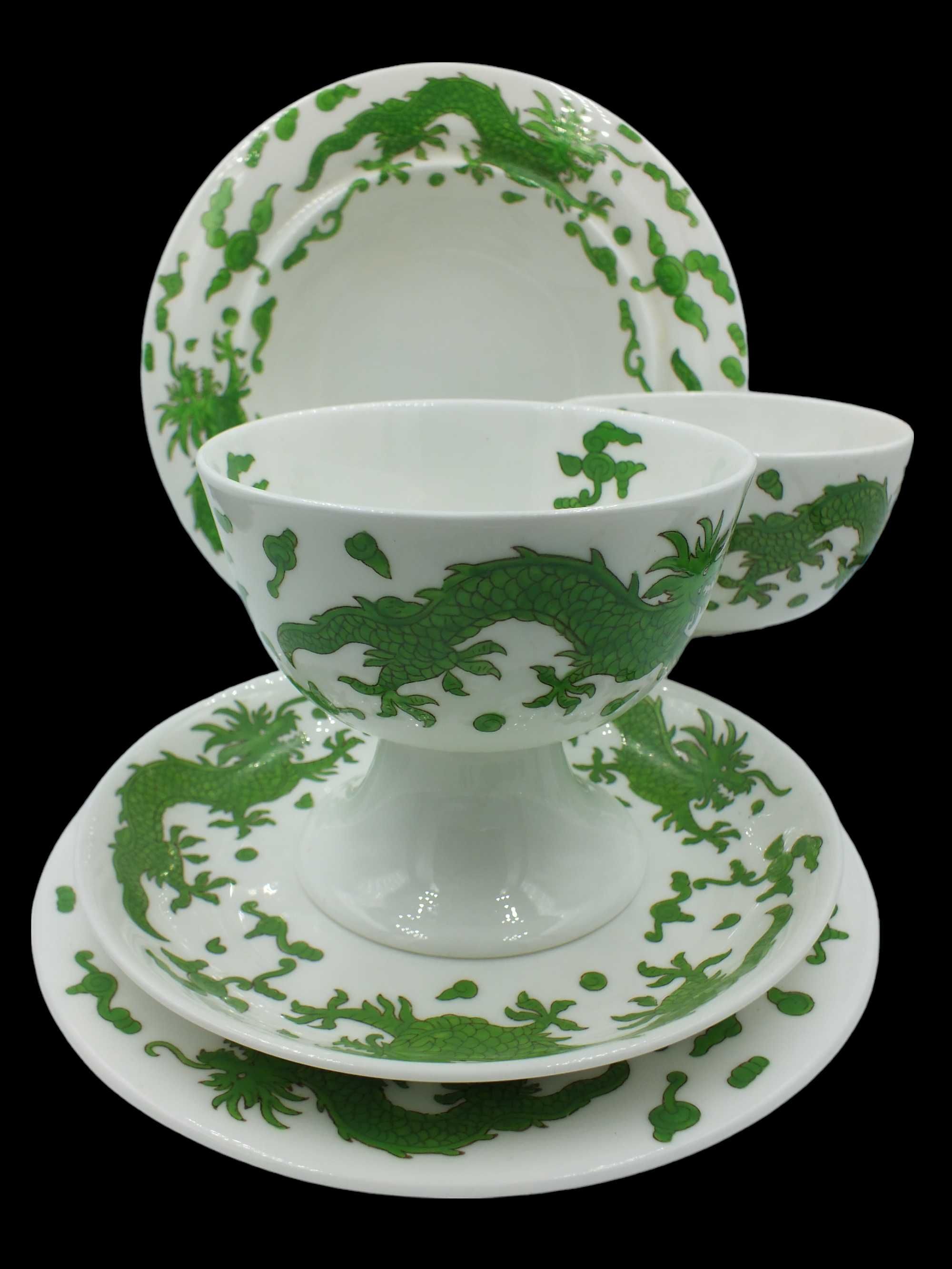 Porcelana kostna, zielone smoki Hammersley b111238