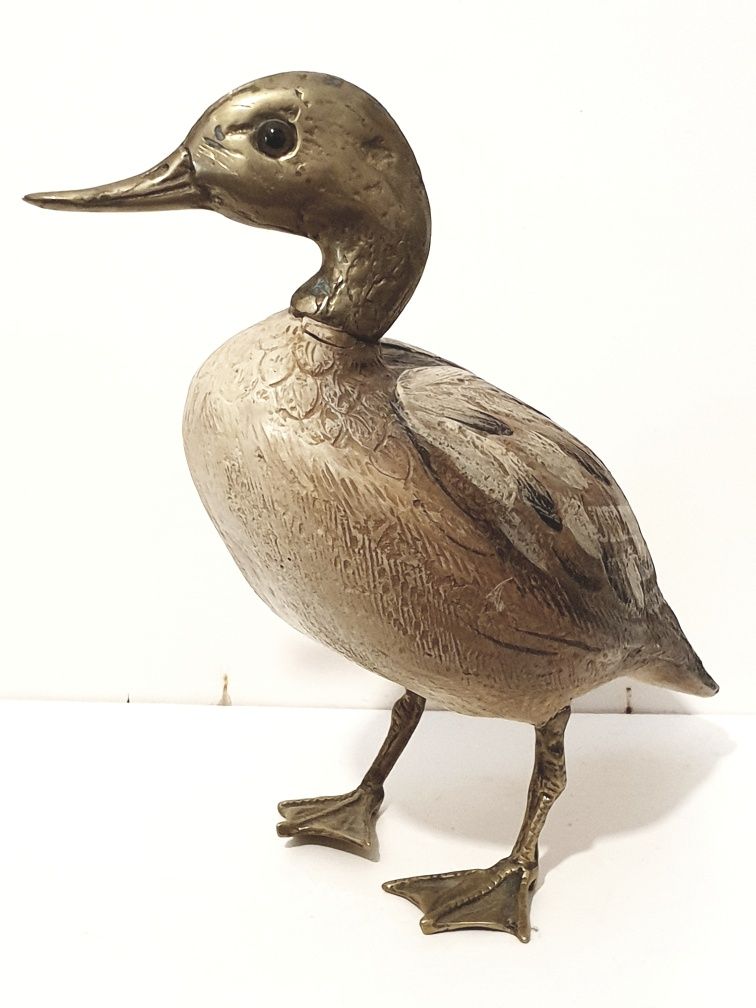 Lindo vintage pato italiano "Malevolti" em resina com bronze