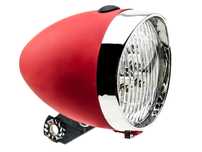 Lampka rowerowa przód 3LED retro baterie lampa na widelec czerwona