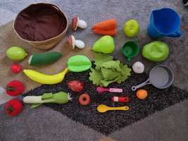 Zestaw kuchenny owoce, warzywa, naczynia zabawki dla dzieci