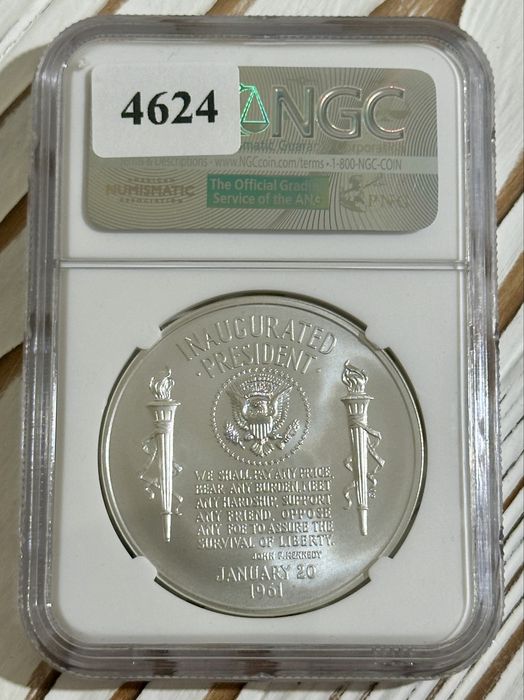 Монета Медаль Кеннеди MS70 Первый релиз NGC Silver 1oz 0.999