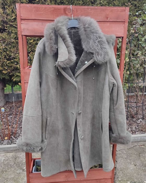 NOWY Damski kożuch ze skóry naturalnej z lisem z Podhala r 46/48 XXXXL