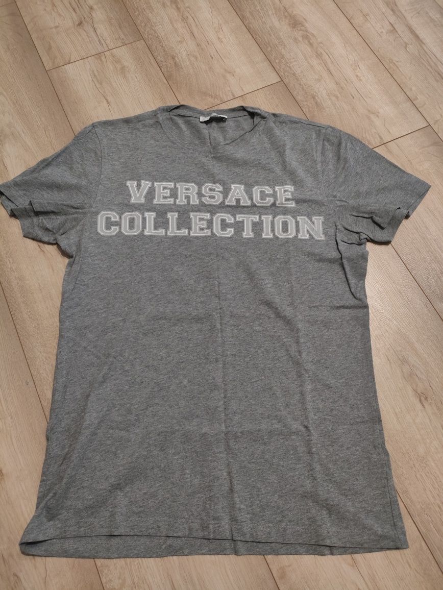 Koszulka Versace Collection Szara Oryginalna T-Shirt Rozmiar S