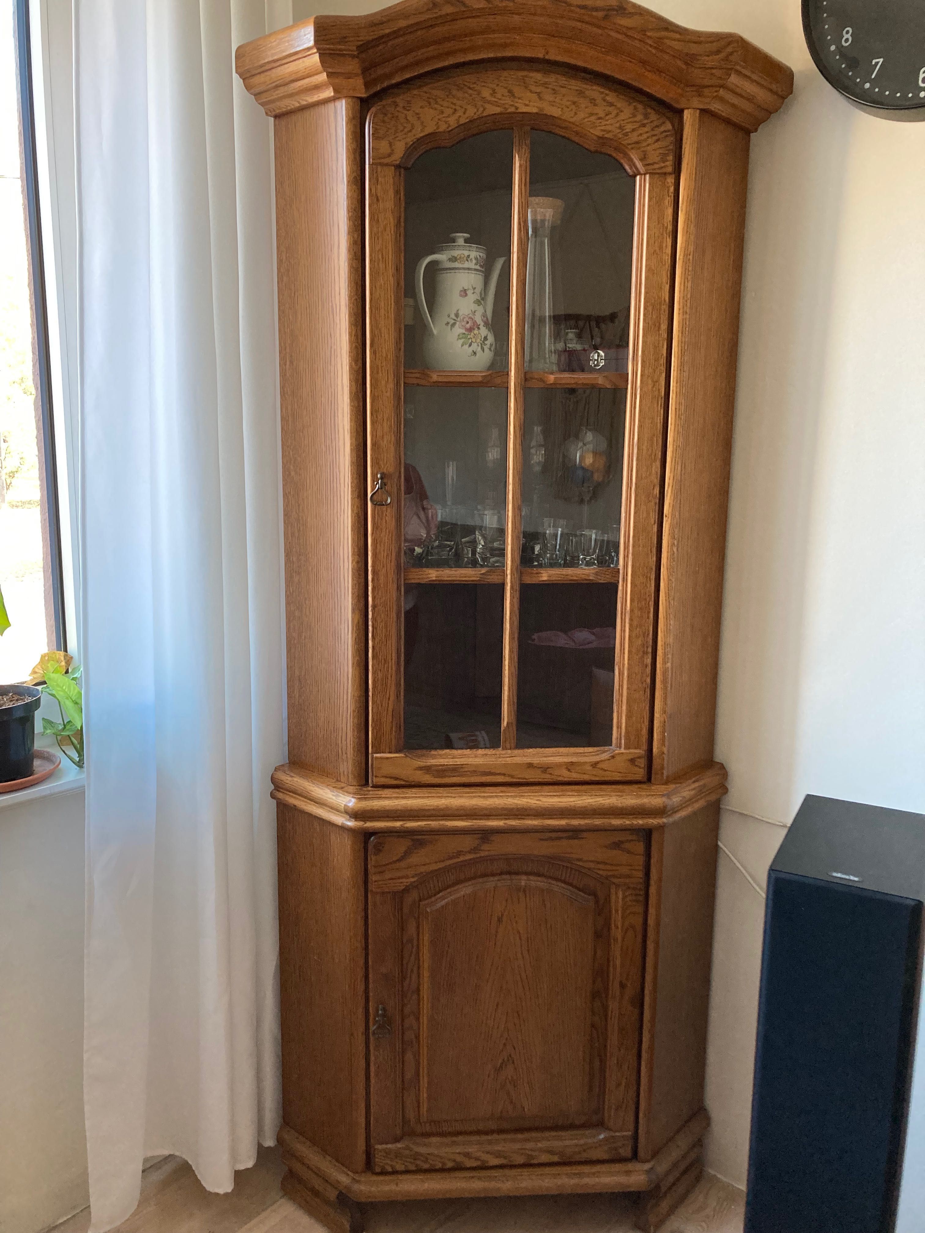 Witrynka narożna/ słupek/ barek dębowy wys. 195 cm