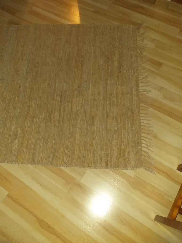 Skórzany dywan, chodnik 120x175 frędzelki
