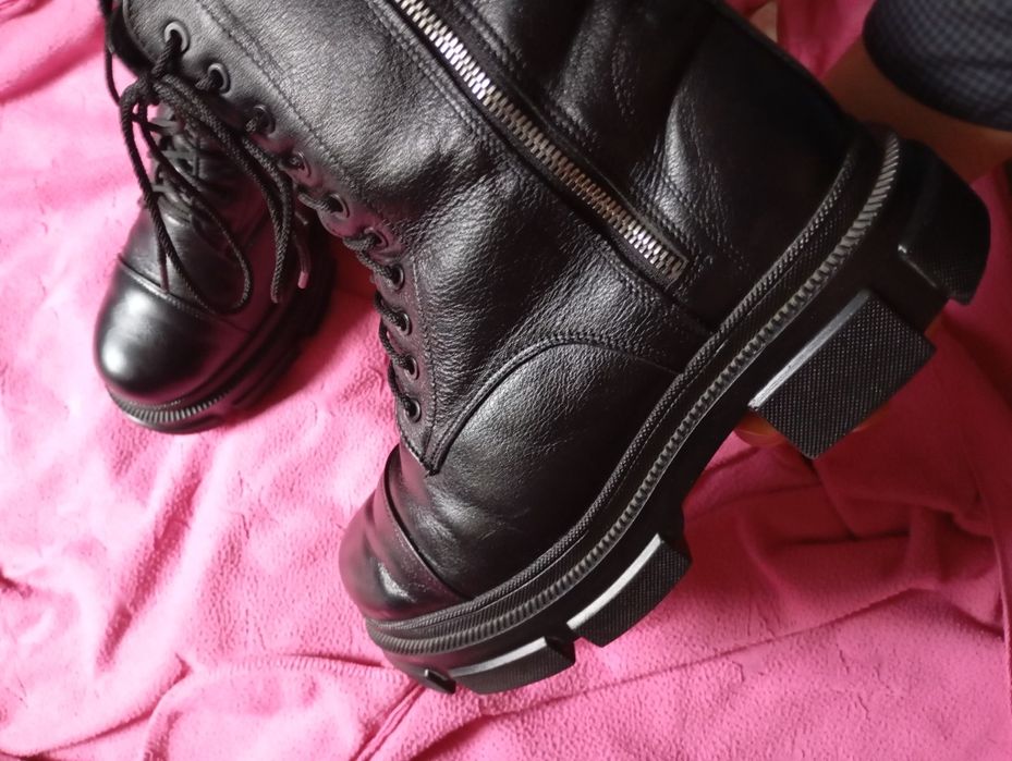 Ботинки женские зимние кожаные на платформе сапоги р40 Испания