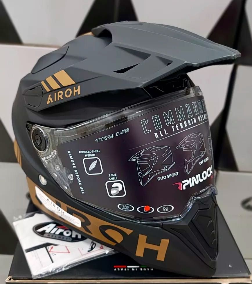 Capacete Airoh Commander Gold Matt NOVO (44% Desconto) Tam S-L-XL