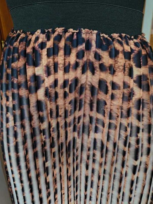 Spódnica plisowana panterka beżowa camelowa