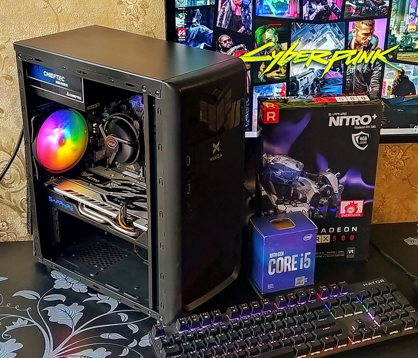 Intel i5-9500+ RX580+ 8/16Gb 3200Mhz HyperX DDR4 SSD игровой компьютер