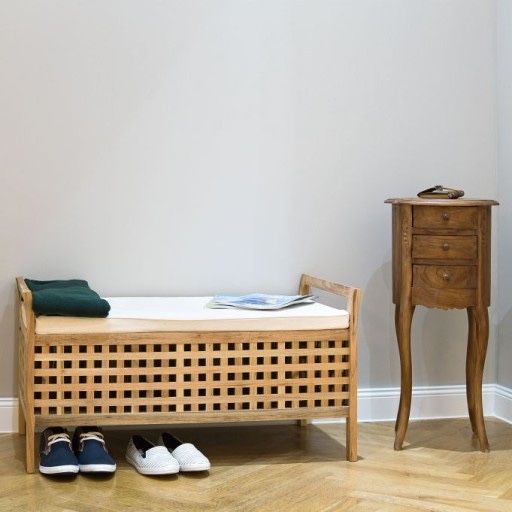 Ławka ze schowkiem Relaxdays 92 x 46 x 49 cm Puf Naturalna ławka