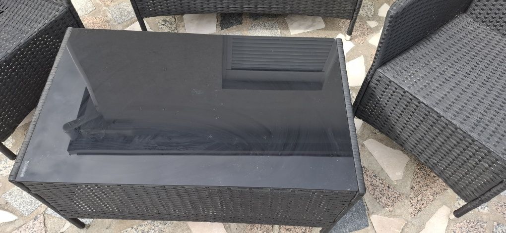 Conjunto de mobiliário de jardim Firenze 4 lugares Preto