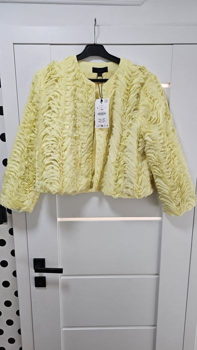 Nowa żółta strukturalna marynarka kurtka Zara L