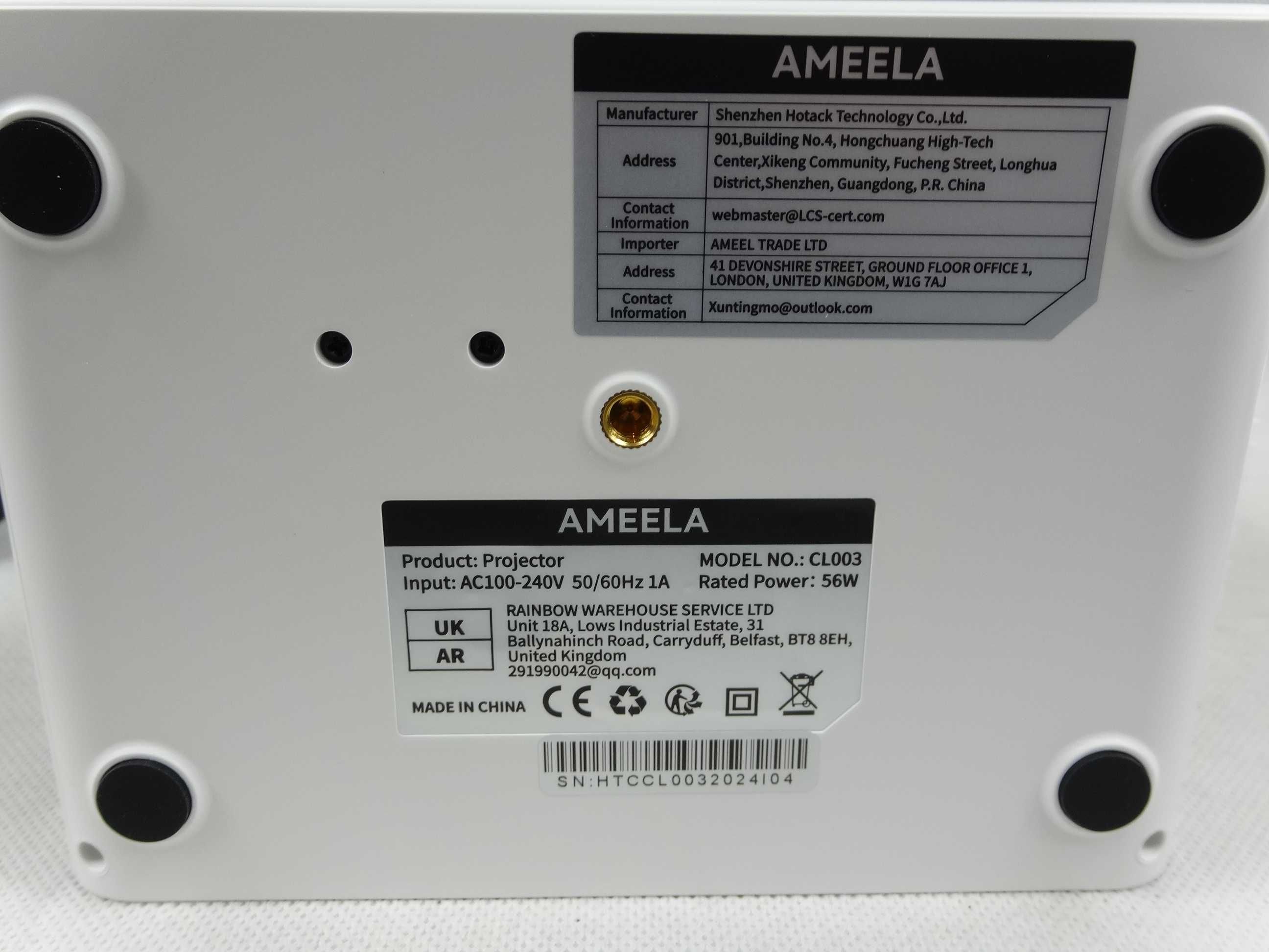 Mini projektor AMEELA CL003 WiFi/Bluetooth, USB, HDMI, iOS, Android