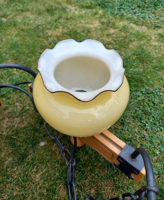 Żyrandol drewniany z okuciami *trzyramienny